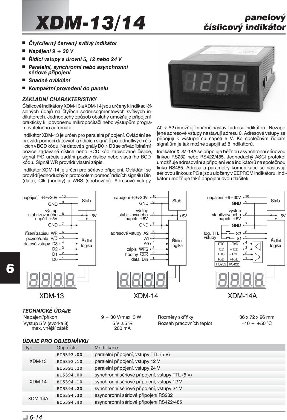 Jednoduchý způsob obsluhy umožňuje připojení prakticky k libovonému mikropočítači nebo výstupům programovatelného automatu. Indikátor XDM-13 je určen pro paralelní připojení.