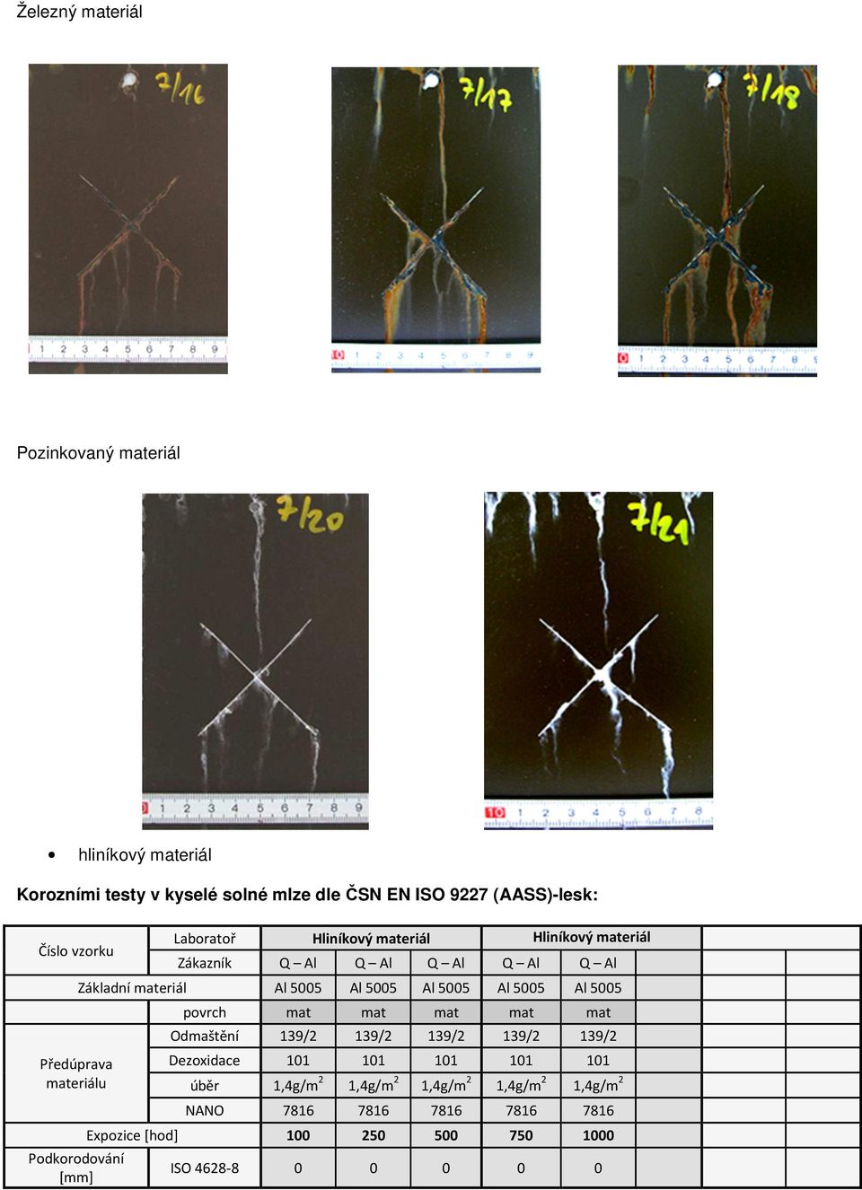 ČSN EN ISO 9227 (AASS)-lesk: povrch mat mat mat