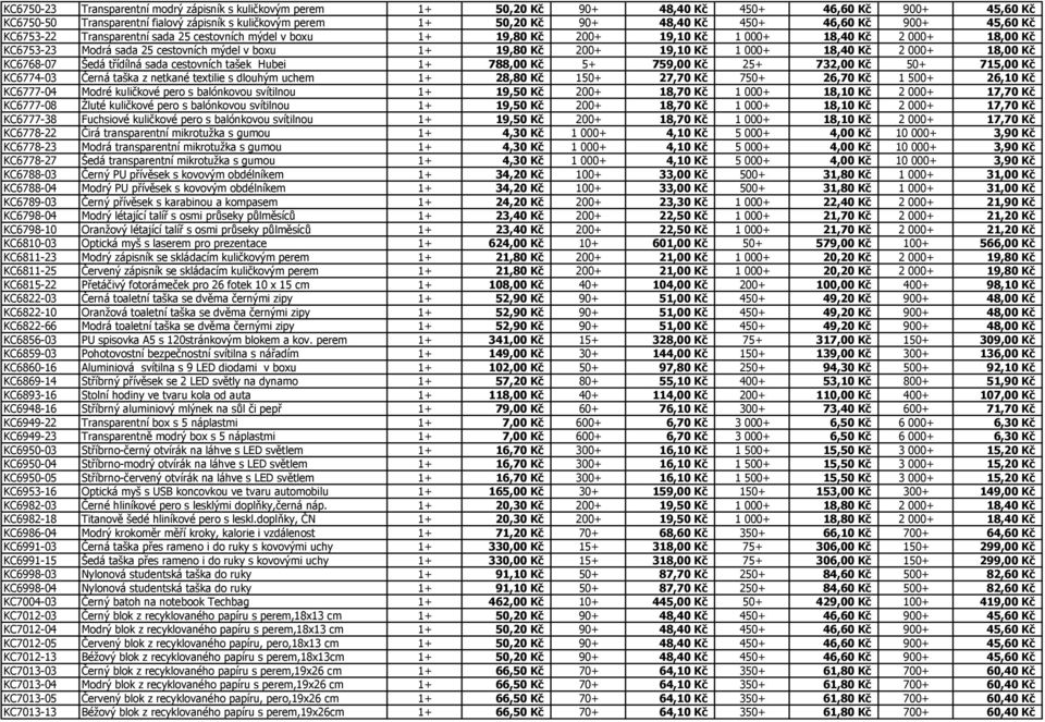 Kč 200+ 19,10 Kč 1 000+ 18,40 Kč 2 000+ 18,00 Kč KC6768-07 Šedá třídílná sada cestovních tašek Hubei 1+ 788,00 Kč 5+ 759,00 Kč 25+ 732,00 Kč 50+ 715,00 Kč KC6774-03 Černá taška z netkané textilie s