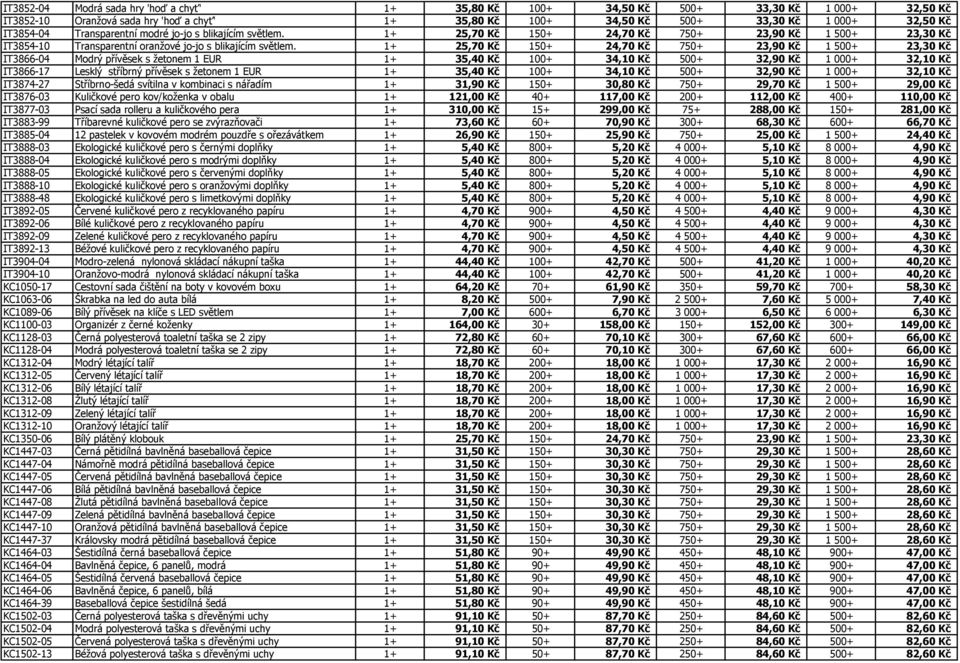 1+ 25,70 Kč 150+ 24,70 Kč 750+ 23,90 Kč 1 500+ 23,30 Kč IT3866-04 Modrý přívěsek s žetonem 1 EUR 1+ 35,40 Kč 100+ 34,10 Kč 500+ 32,90 Kč 1 000+ 32,10 Kč IT3866-17 Lesklý stříbrný přívěsek s žetonem 1
