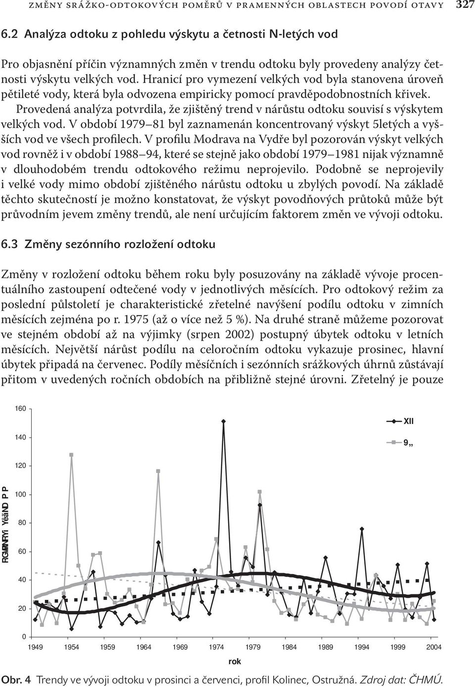 Hranicí pro vymezení velkých vod byla stanovena úroveň pětileté vody, která byla odvozena empiricky pomocí pravděpodobnostních křivek.