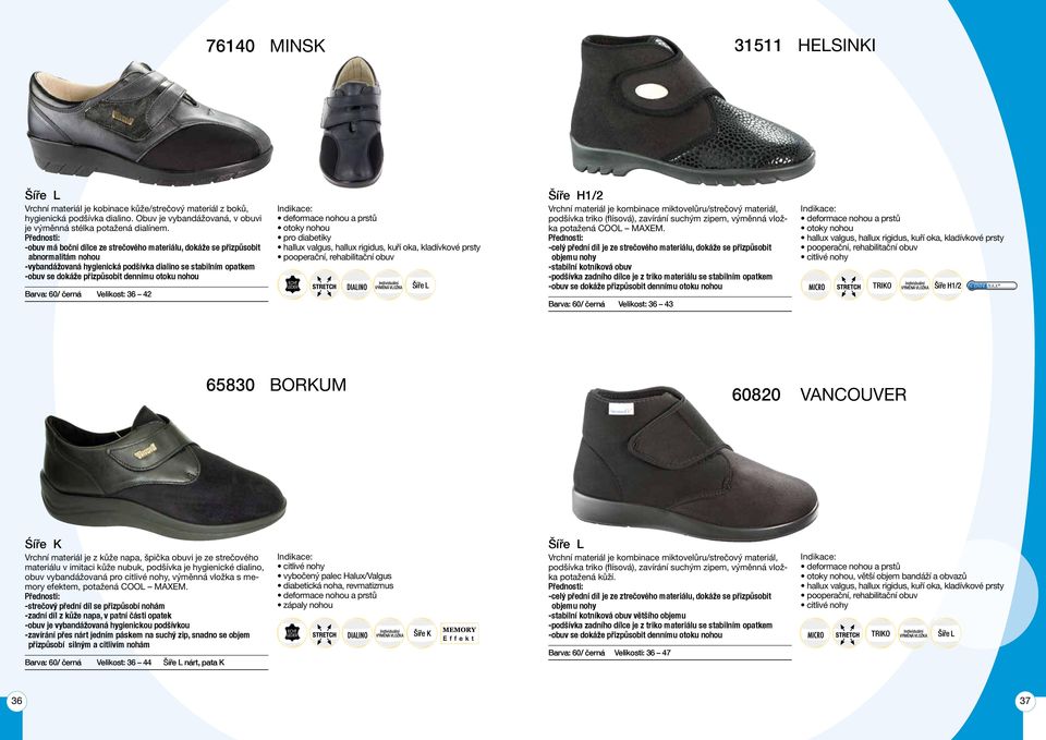 Barva: 60/ černá Velikost: 36 42 otoky nohou pro diabetiky hallux valgus, hallux rigidus, kuří oka, kladívkové prsty pooperační, rehabilitační obuv Vrchní materiál je kombinace miktovelůru/strečový
