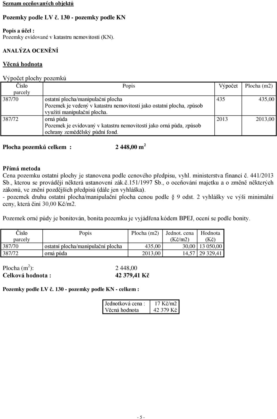 plocha, způsob využití manipulační plocha. 387/72 orná půda 2013 2013,00 Pozemek je evidovaný v katastru nemovitostí jako orná půda, způsob ochrany zemědělský půdní fond.