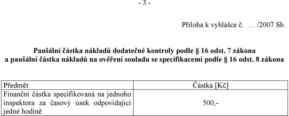 7 zákona a paušální částka nákladů na ověření souladu se specifikacemi podle