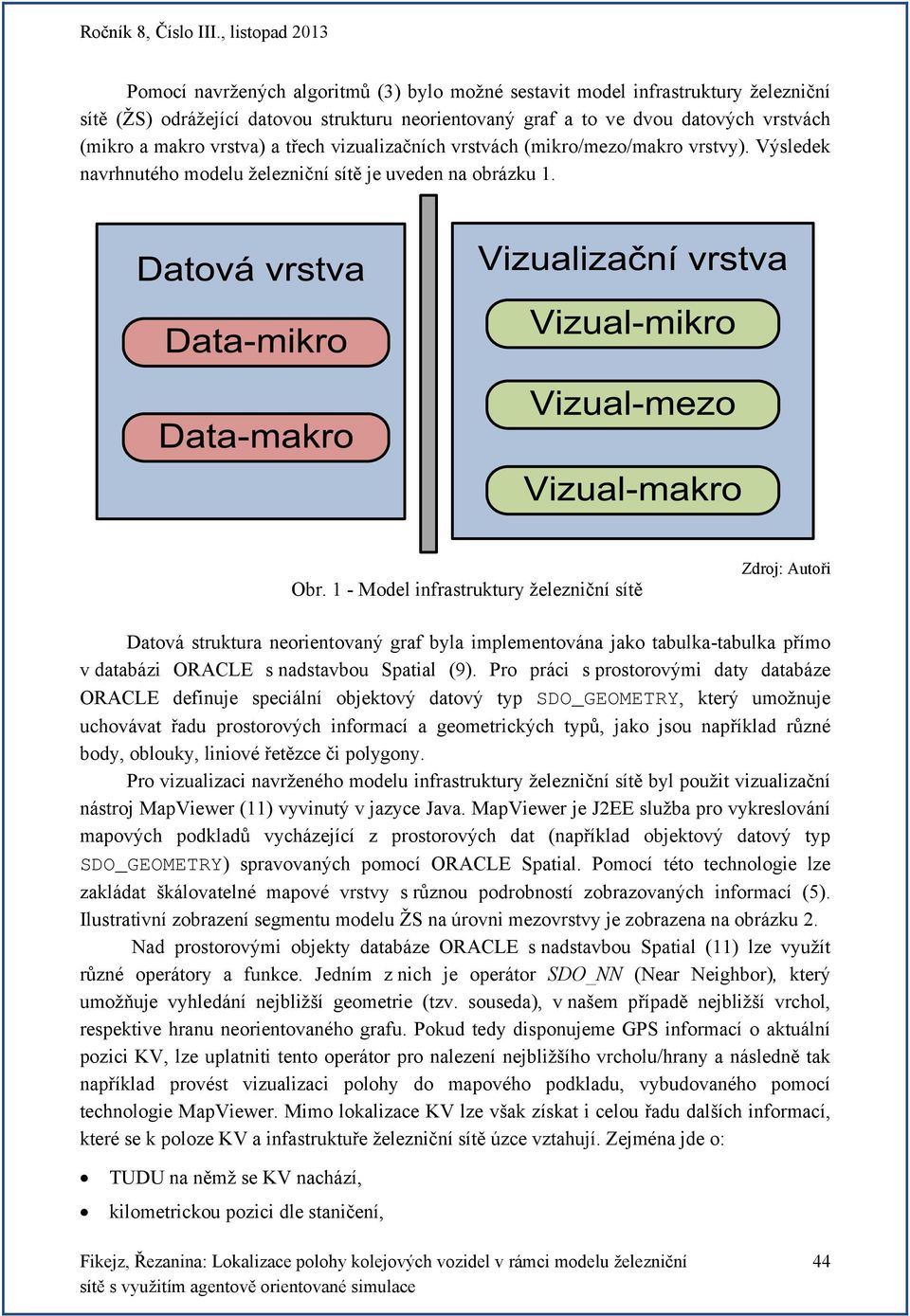 1 - Model infrastruktury železniční sítě Zdroj: Autoři Datová struktura neorientovaný graf byla implementována jako tabulka-tabulka přímo v databázi ORACLE s nadstavbou Spatial (9).