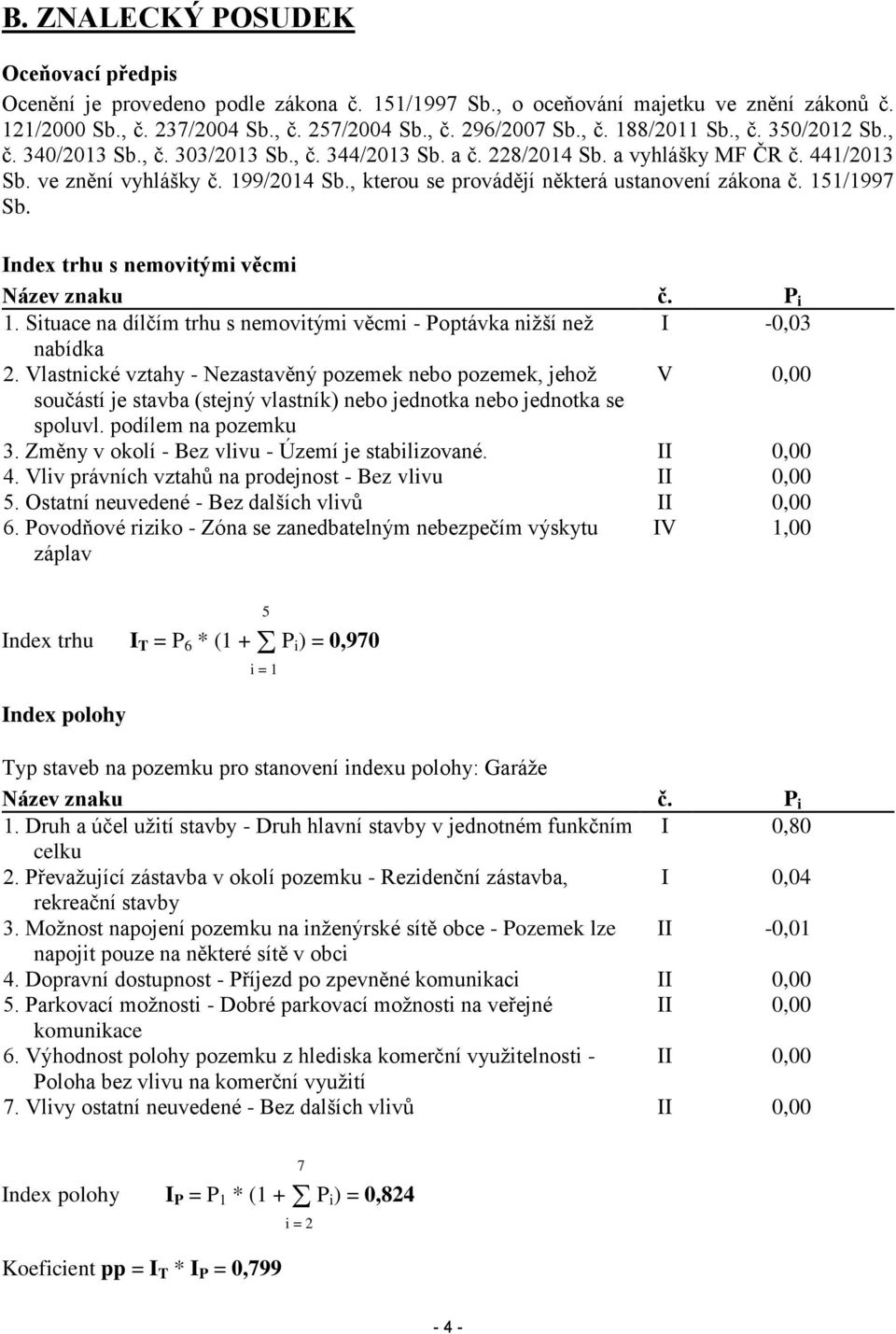 , kterou se provádějí některá ustanovení zákona č. 151/1997 Sb. Index trhu s nemovitými věcmi Název znaku č. P i 1. Situace na dílčím trhu s nemovitými věcmi - Poptávka nižší než I -0,03 nabídka 2.