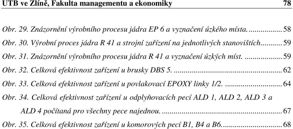 ... 59 Obr. 32. Celková efektivnost zařízení u brusky DBS 5.... 62 Obr. 33. Celková efektivnost zařízení u povlakovací EPOXY linky 1/2.... 64 Obr. 34.