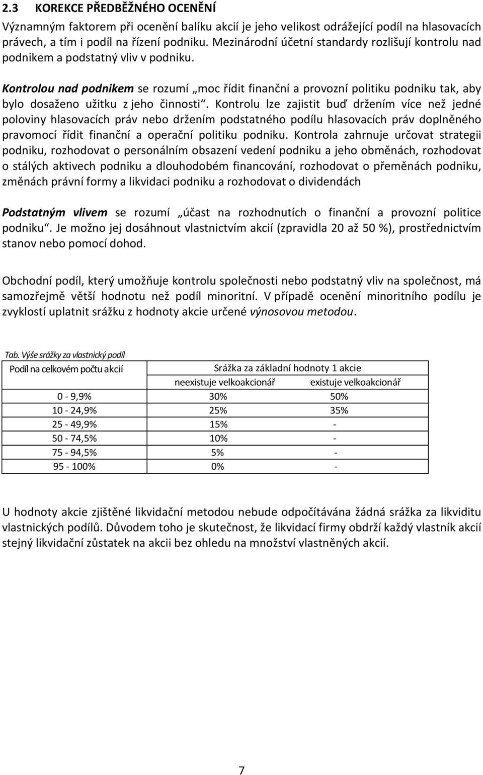 Kontrolou nad podnikem se rozumí moc řídit finanční a provozní politiku podniku tak, aby bylo dosaženo užitku z jeho činnosti.