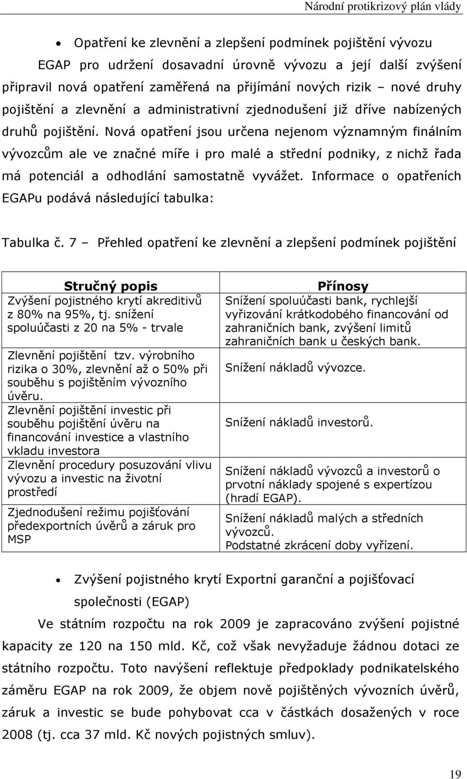 Nová opatření jsou určena nejenom významným finálním vývozcům ale ve značné míře i pro malé a střední podniky, z nichž řada má potenciál a odhodlání samostatně vyvážet.