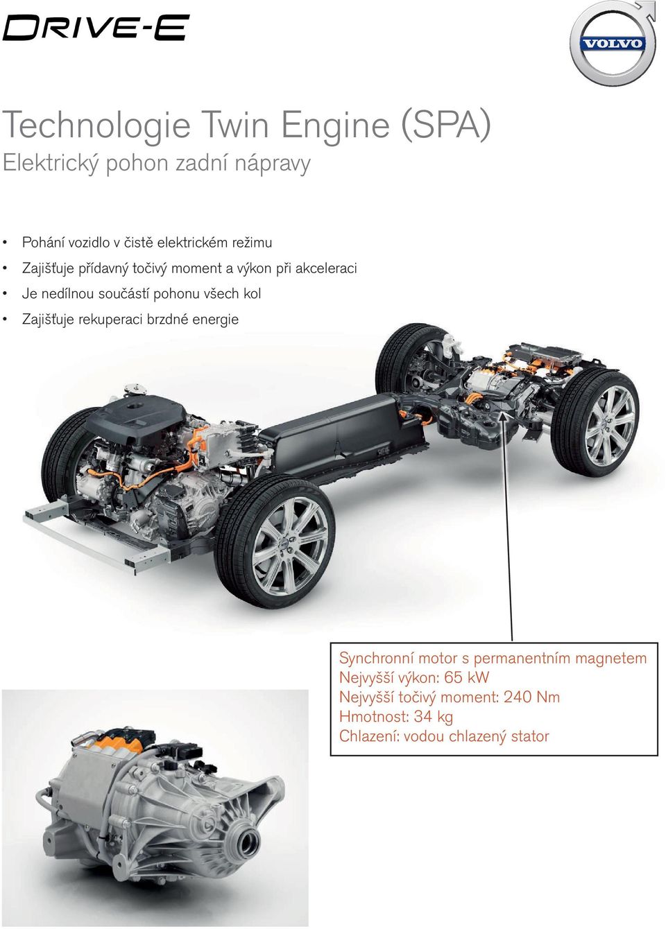 součástí pohonu všech kol Zajišťuje rekuperaci brzdné energie Synchronní motor s permanentním