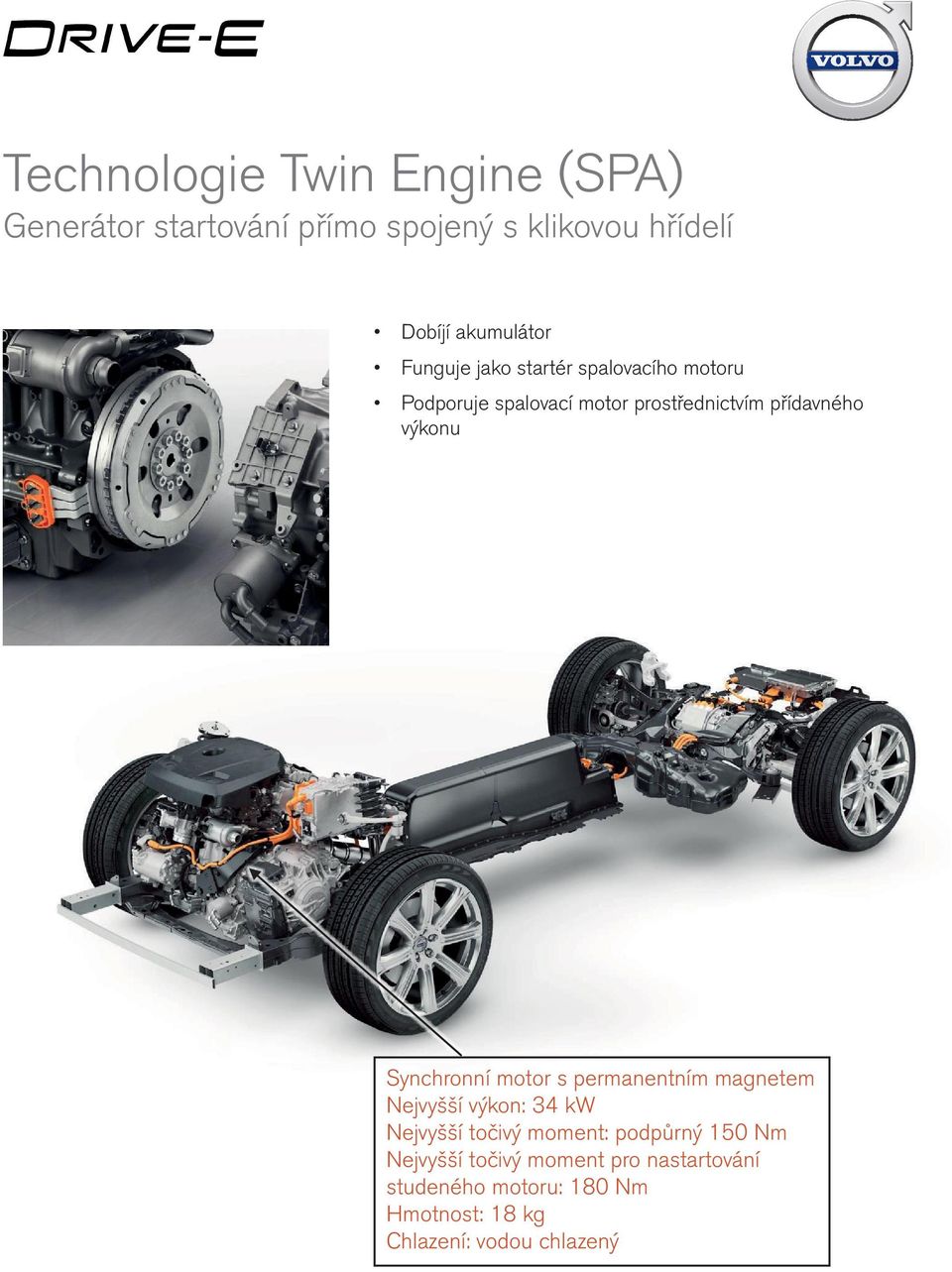 Synchronní motor s permanentním magnetem Nejvyšší výkon: 34 kw Nejvyšší točivý moment: podpůrný 150 Nm