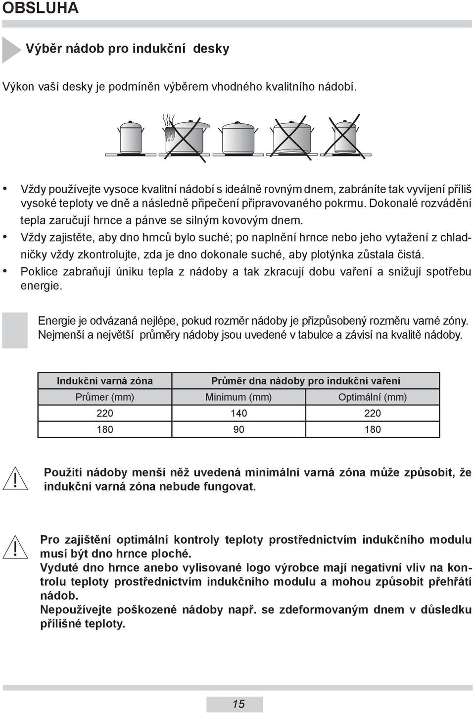 Dokonalé rozvádění tepla zaručují hrnce a pánve se silným kovovým dnem.