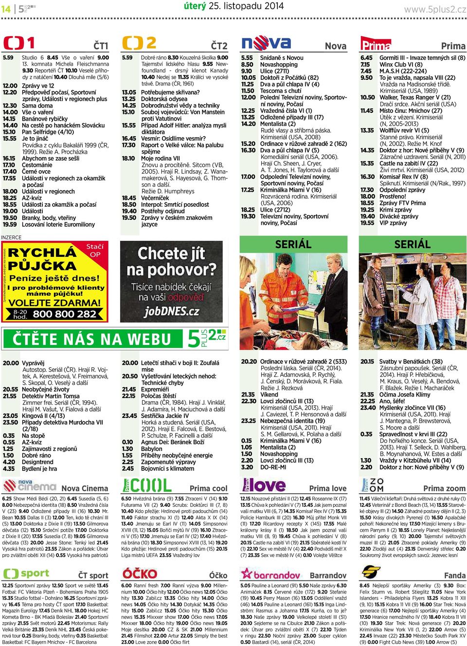 Je to jináč Povídka z cyklu Bakaláři 1 (ČR, 1). Režie A. Procházka 16.1 Abychomsezasesešli 1.10 Cestománie 1.40 Černé ovce 1. Události vregionech za okamžik apočasí 1.00 Události vregionech 1.