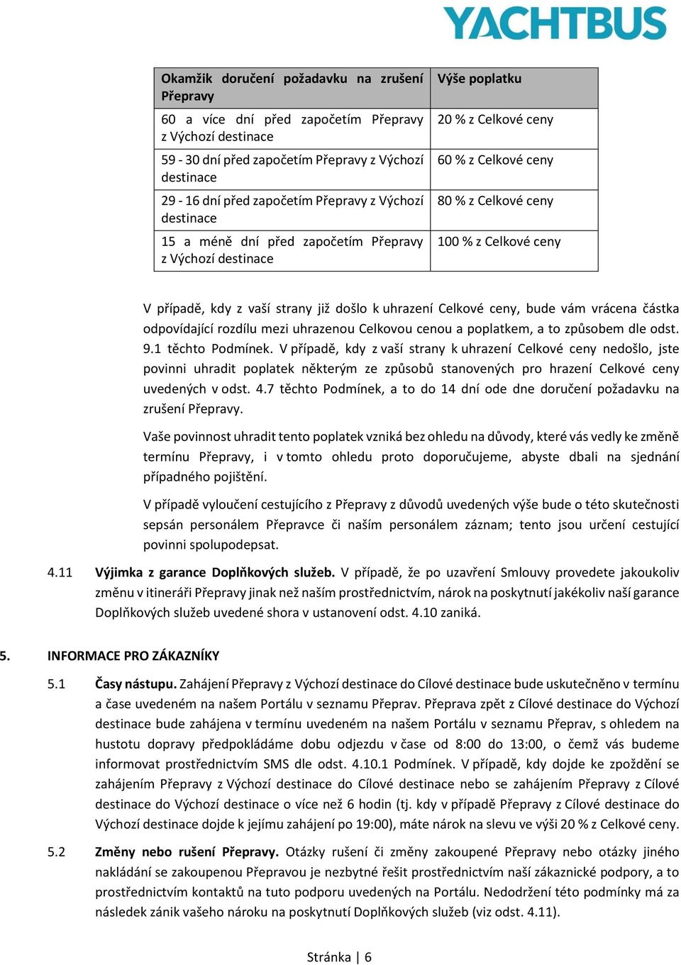 již došlo k uhrazení Celkové ceny, bude vám vrácena částka odpovídající rozdílu mezi uhrazenou Celkovou cenou a poplatkem, a to způsobem dle odst. 9.1 těchto Podmínek.