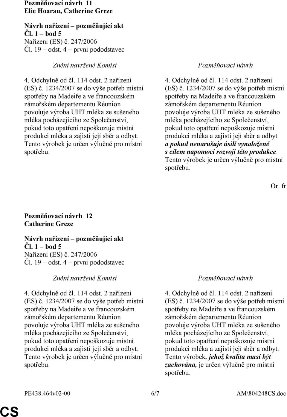 Tento výrobek je určen výlučně pro místní 12 Catherine Greze Čl. 1 bod 5 Nařízení (ES) č. 247/2006 Čl. 19 odst.