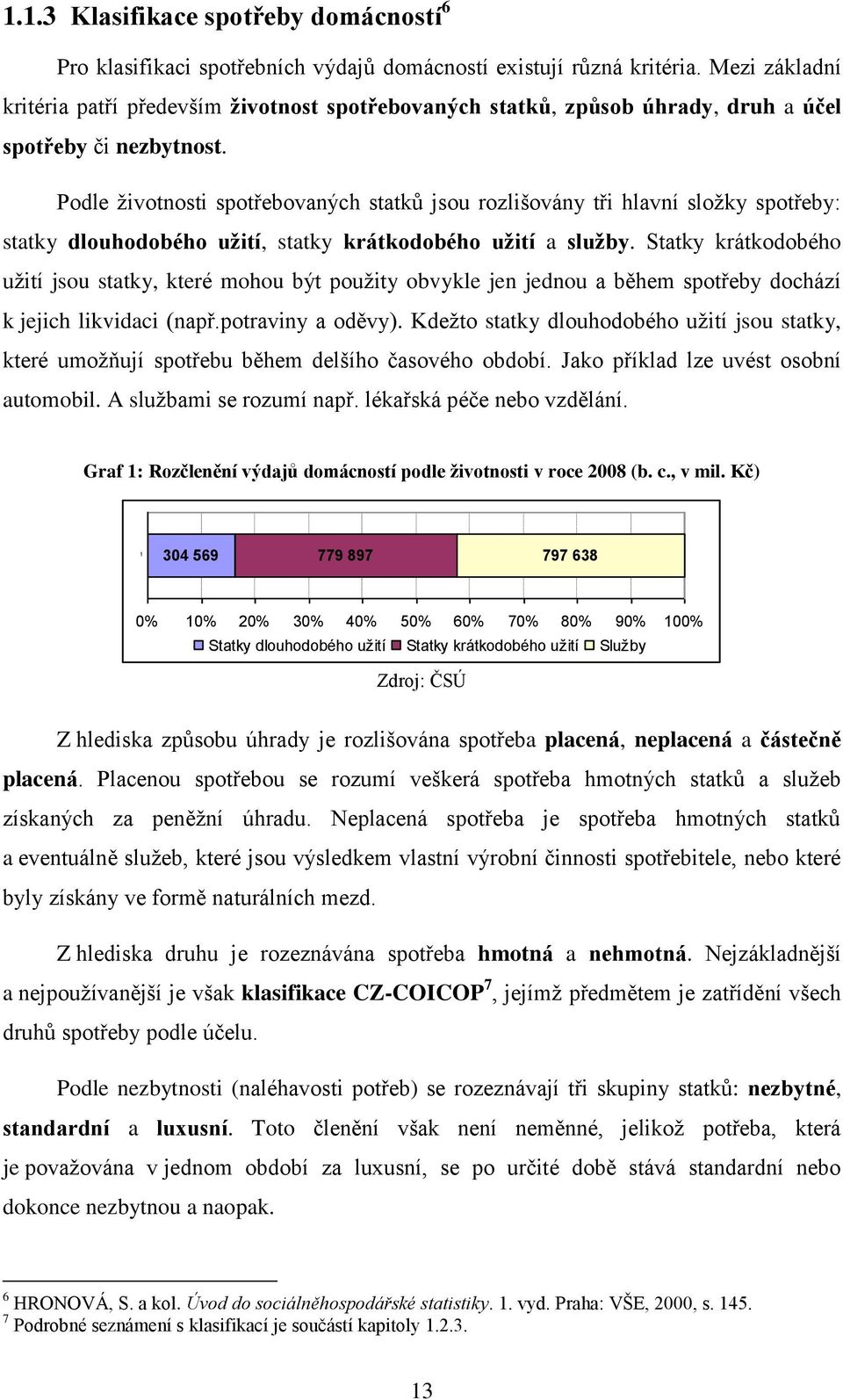 Podle ţivotnosti spotřebovaných statků jsou rozlišovány tři hlavní sloţky spotřeby: statky dlouhodobého uţití, statky krátkodobého uţití a sluţby.