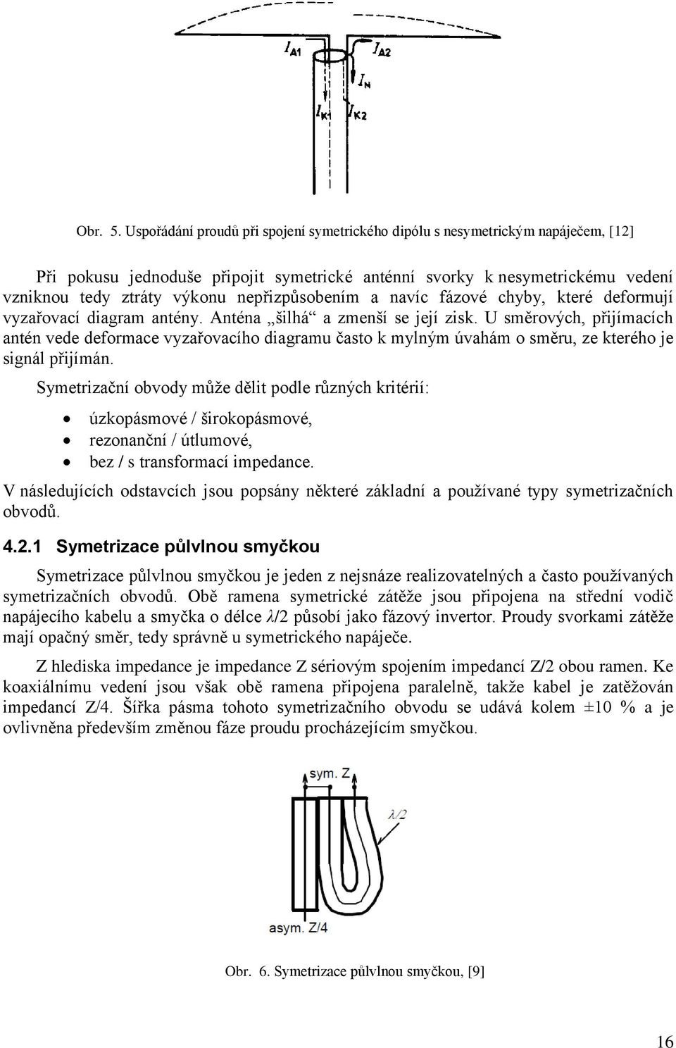 nepřizpůsobením a navíc fázové chyby, které deformují vyzařovací diagram antény. Anténa šilhá a zmenší se její zisk.