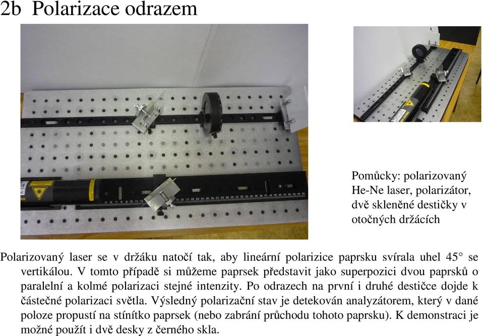 V tomto případě si můžeme paprsek představit jako superpozici dvou paprsků o paralelní a kolmé polarizaci stejné intenzity.