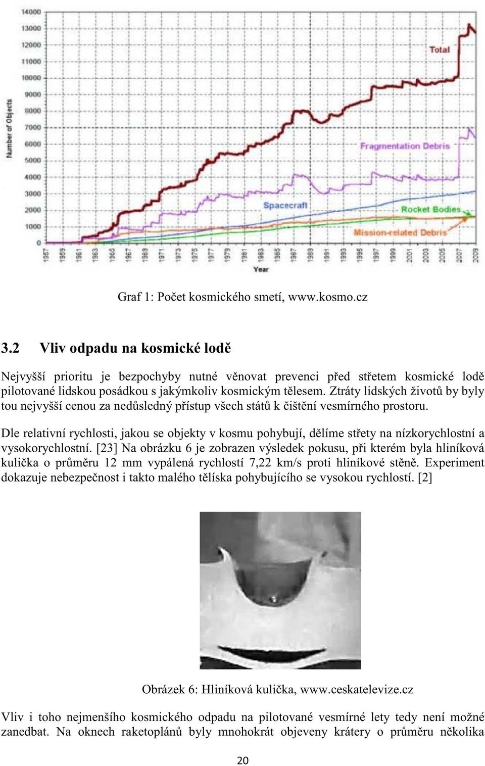Ztráty lidských život by byly tou nejvyšší cenou za nedsledný pístup všech stát k ištní vesmírného prostoru.