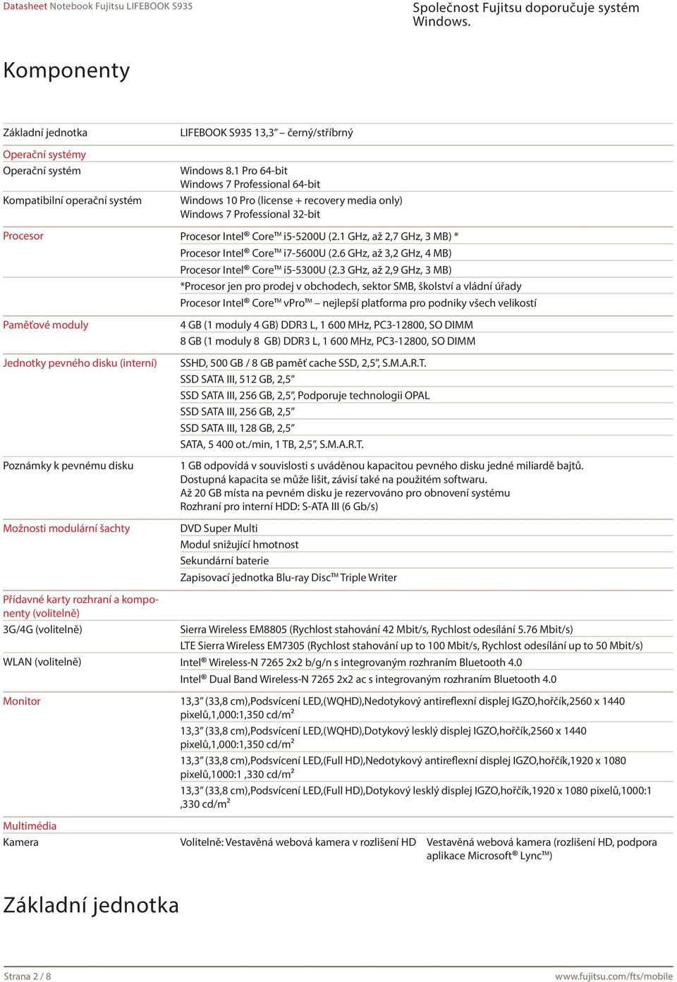 1 GHz, až 2,7 GHz, 3 MB) * Procesor Intel Core i7-5600u (2.6 GHz, až 3,2 GHz, 4 MB) Procesor Intel Core i5-5300u (2.