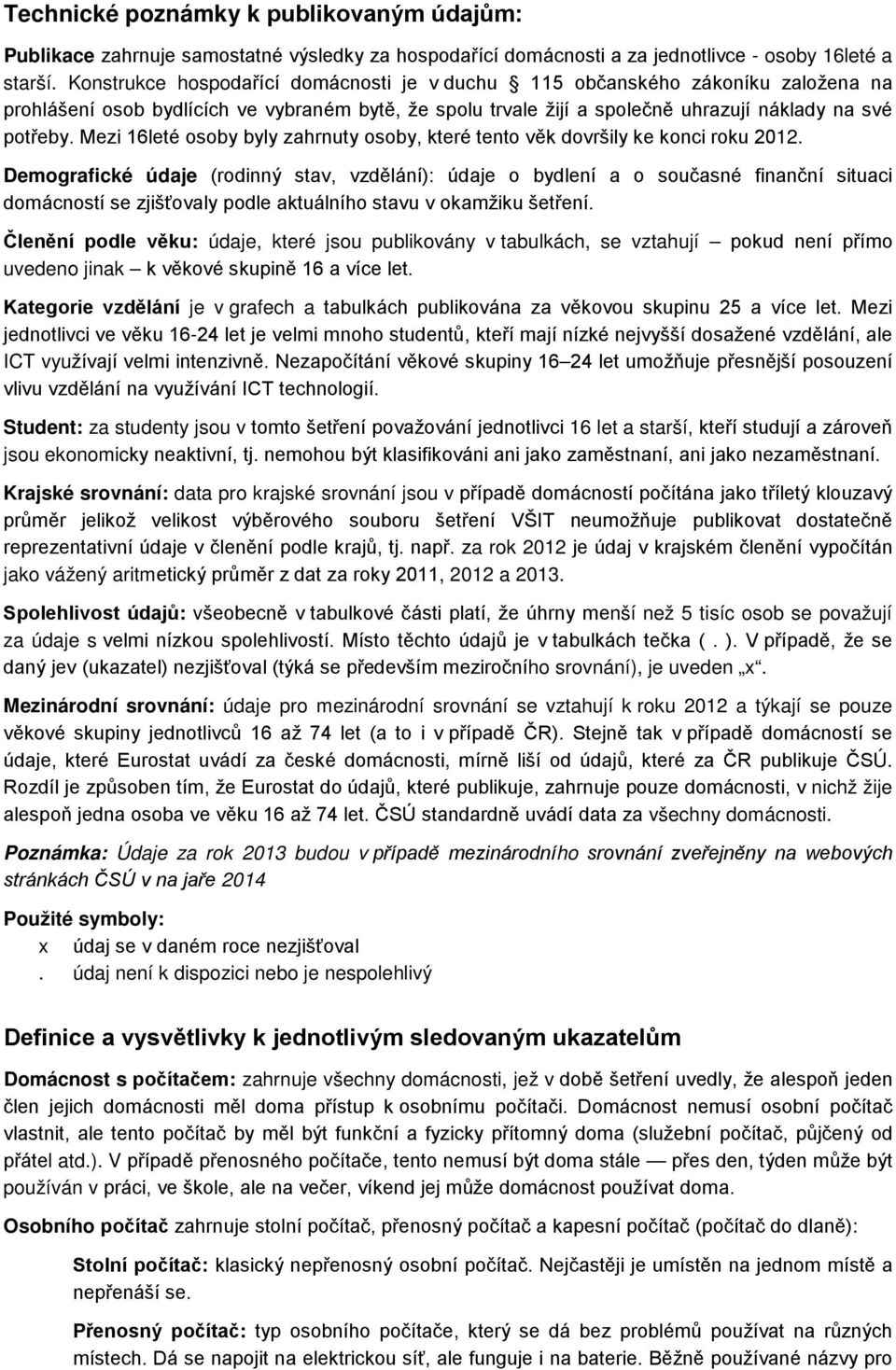 Mezi 16leté osoby byly zahrnuty osoby, které tento věk dovršily ke konci roku 2012.