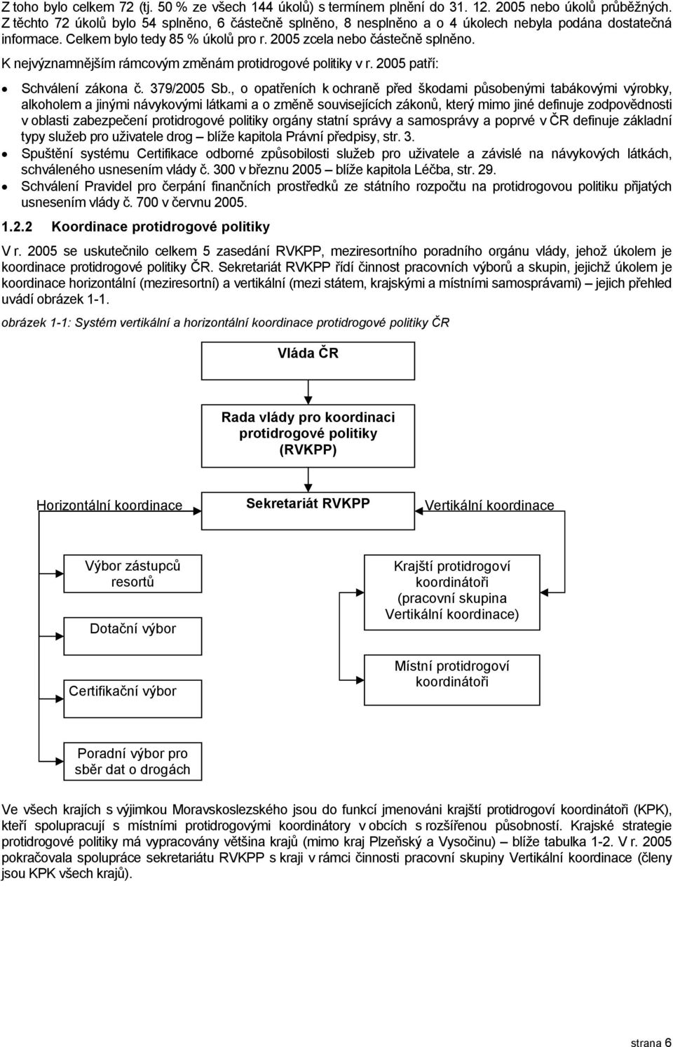 K nejvýznamnějším rámcovým změnám protidrogové politiky v r. 2005 patří: Schválení zákona č. 379/2005 Sb.