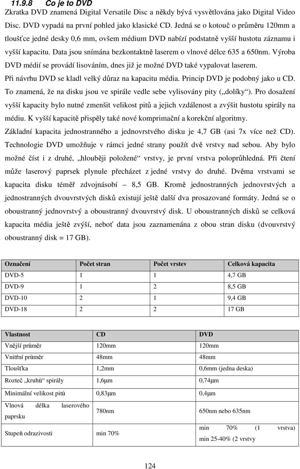 Data jsou snímána bezkontaktně laserem o vlnové délce 635 a 650nm. Výroba DVD médií se provádí lisováním, dnes již je možné DVD také vypalovat laserem.