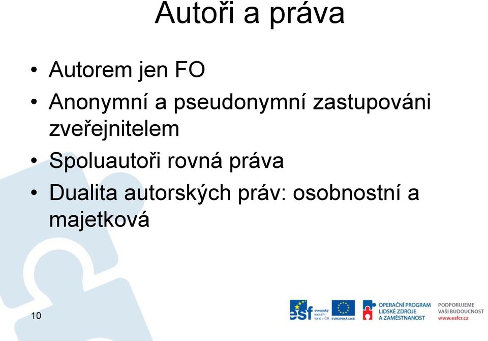 zveřejnitelem Spoluautoři rovná práva