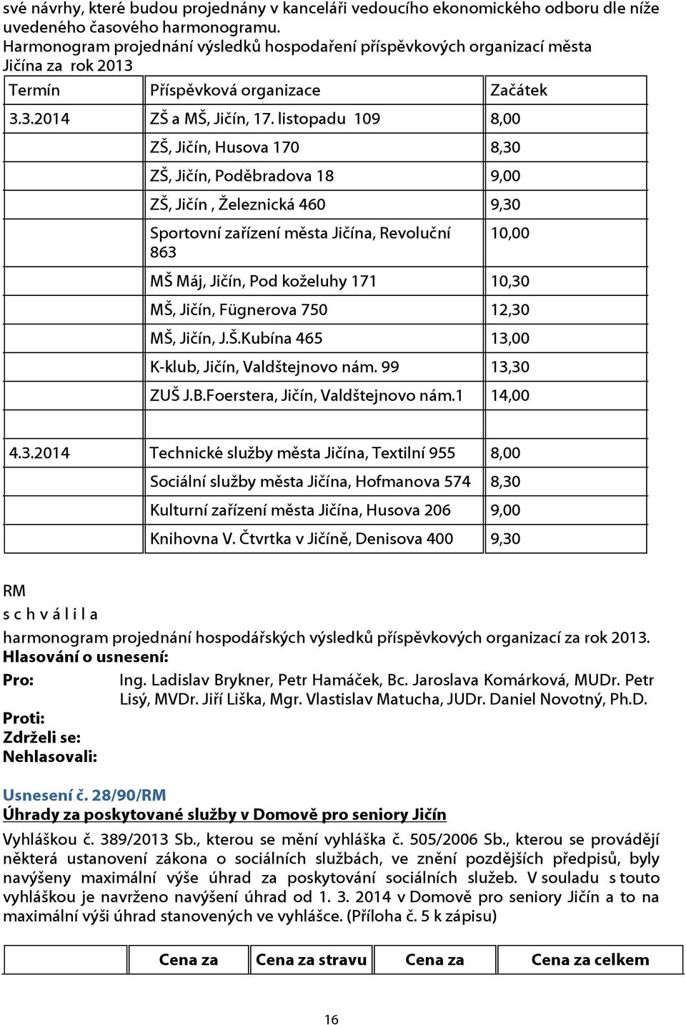 listopadu 109 8,00 ZŠ, Jičín, Husova 170 8,30 ZŠ, Jičín, Poděbradova 18 9,00 ZŠ, Jičín, Železnická 460 9,30 Sportovní zařízení města Jičína, Revoluční 863 10,00 MŠ Máj, Jičín, Pod koželuhy 171 10,30