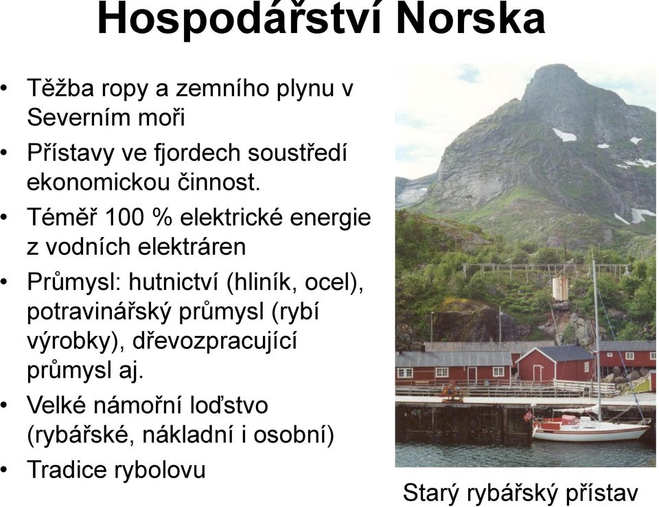 Téměř 100 % elektrické energie z vodních elektráren Průmysl: hutnictví (hliník, ocel),