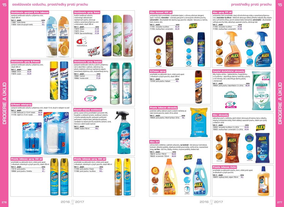 místnostech, obsah 300 ml 710074 Ocean 27,30 710075 Citrus 27,30 710076 Spa aromatherapy 27,30 Alex Aerosol 400 ml antistatický čisticí prostředek v praktickém balení, s účinnou eliminací alergenů