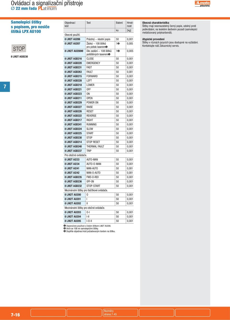 LM2T AGB220 EMERGENCY 50 0,001 8 LM2T AGB231 FAST 50 0,001 8 LM2T AGB263 FAULT 50 0,001 8 LM2T AGB215 FORWARD 50 0,001 8 LM2T AGB228 LEFT 50 0,001 8 LM2T AGB218 LOWER 50 0,001 8 LM2T AGB221 OFF 50