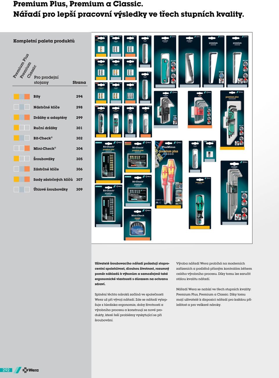 Zástrčné klíče 06 Sady zástrčných klíčů 07 Úhlové šroubováky 09 Uživatelé šroubovacího nářadí požadují stopro- Výroba nářadí Wera probíhá na moderních centní spolehlivost, dlouhou životnost, rozumný