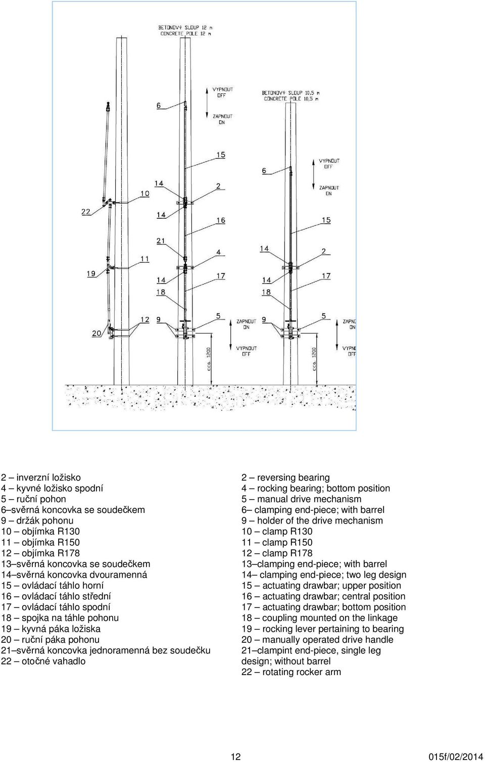 bez soudečku 22 otočné vahadlo 2 reversing bearing 4 rocking bearing; bottom position 5 manual drive mechanism 6 clamping end-piece; with barrel 9 holder of the drive mechanism 10 clamp R130 11 clamp