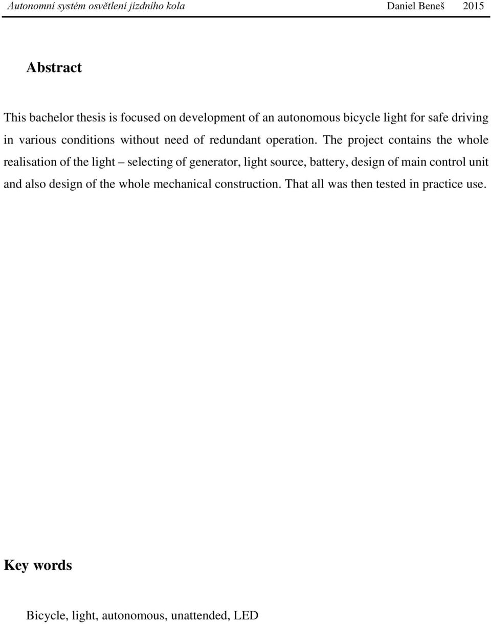 Autonomní systém osvětlení jízdního kola Daniel Beneš 2015 ZÁPADOČESKÁ  UNIVERZITA V PLZNI FAKULTA ELEKTROTECHNICKÁ - PDF Stažení zdarma