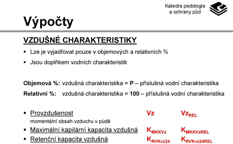 charakteristika = 100 příslušná vodní charakteristika Provzdušenost Vz Vz REL momentální obsah vzduchu v