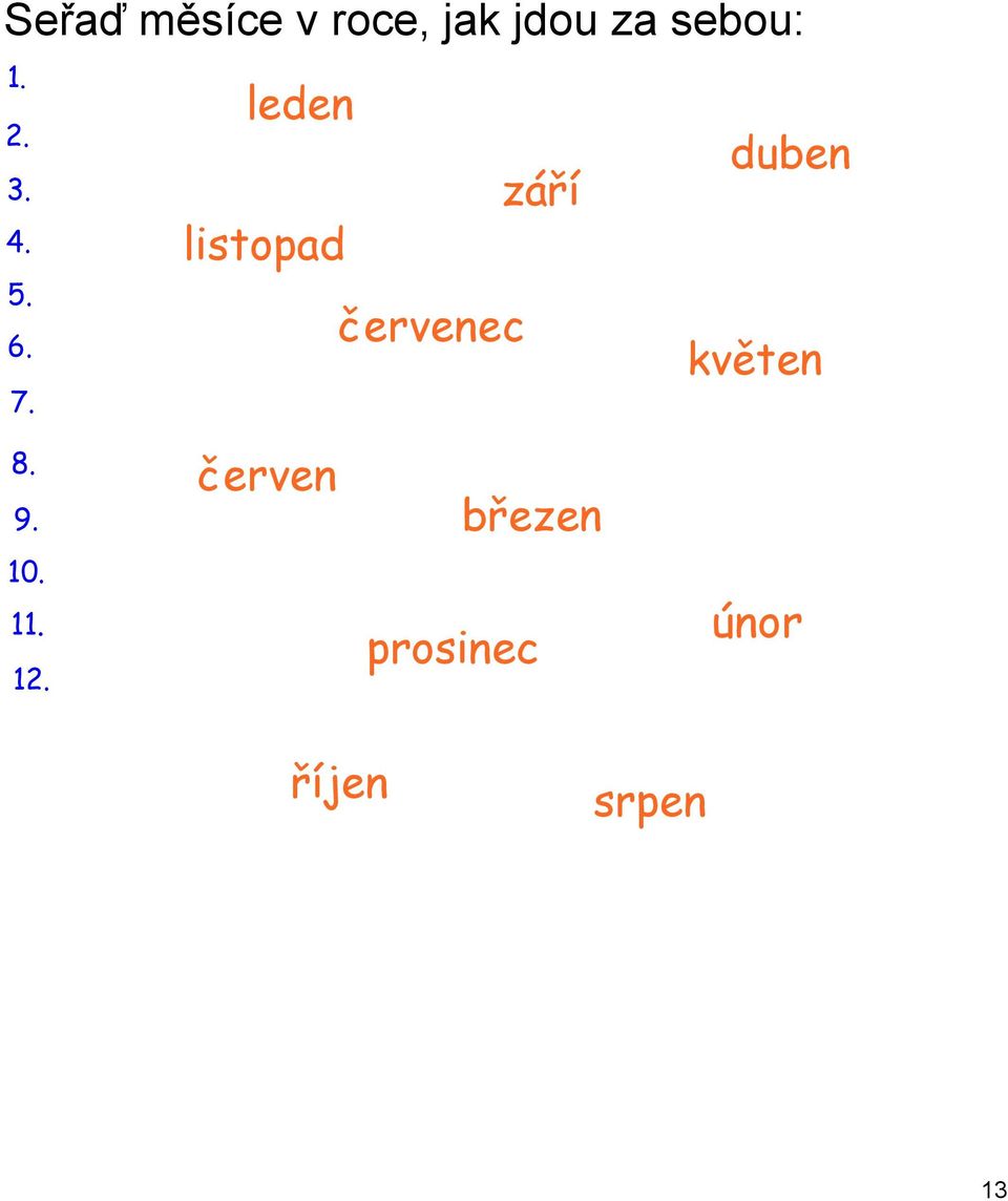 leden duben září listopad červenec