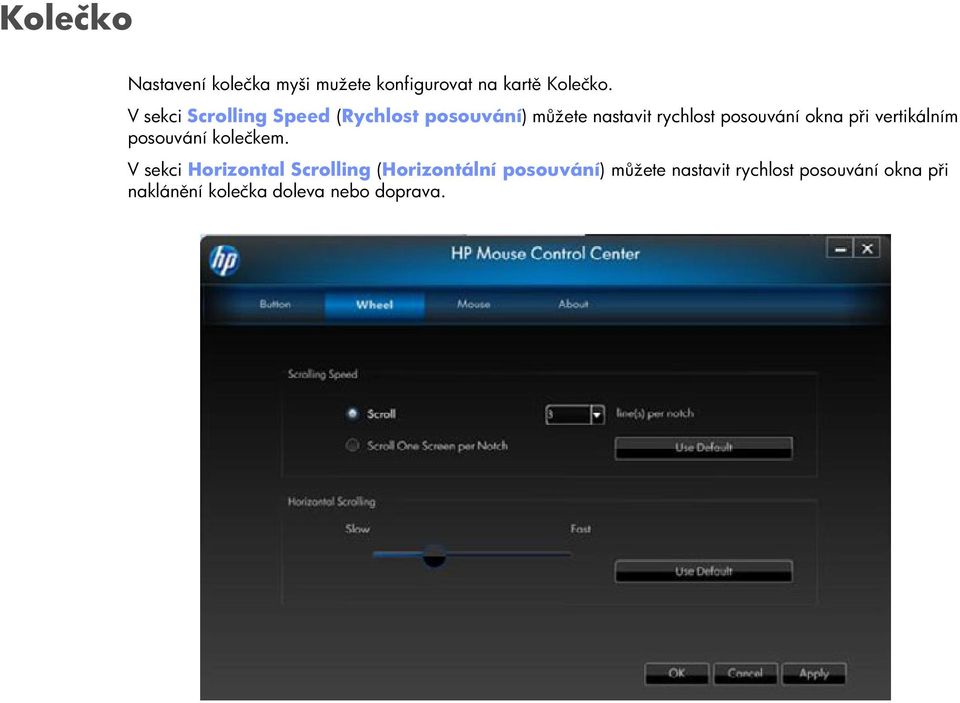 okna při vertikálním posouvání kolečkem.
