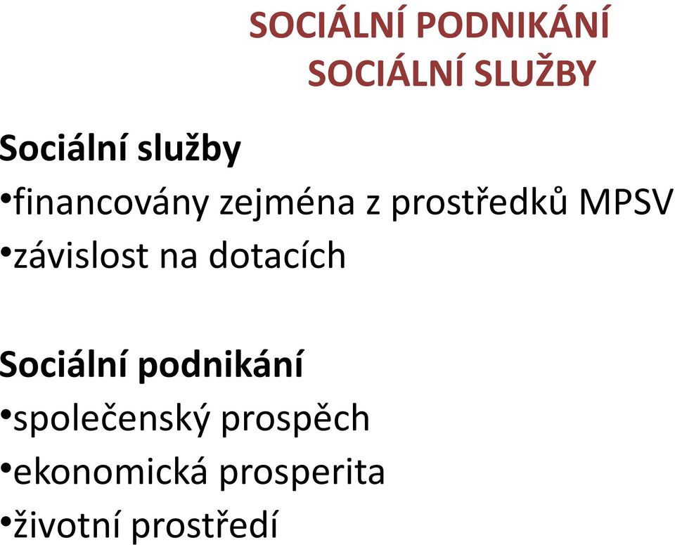 závislost na dotacích Sociální podnikání