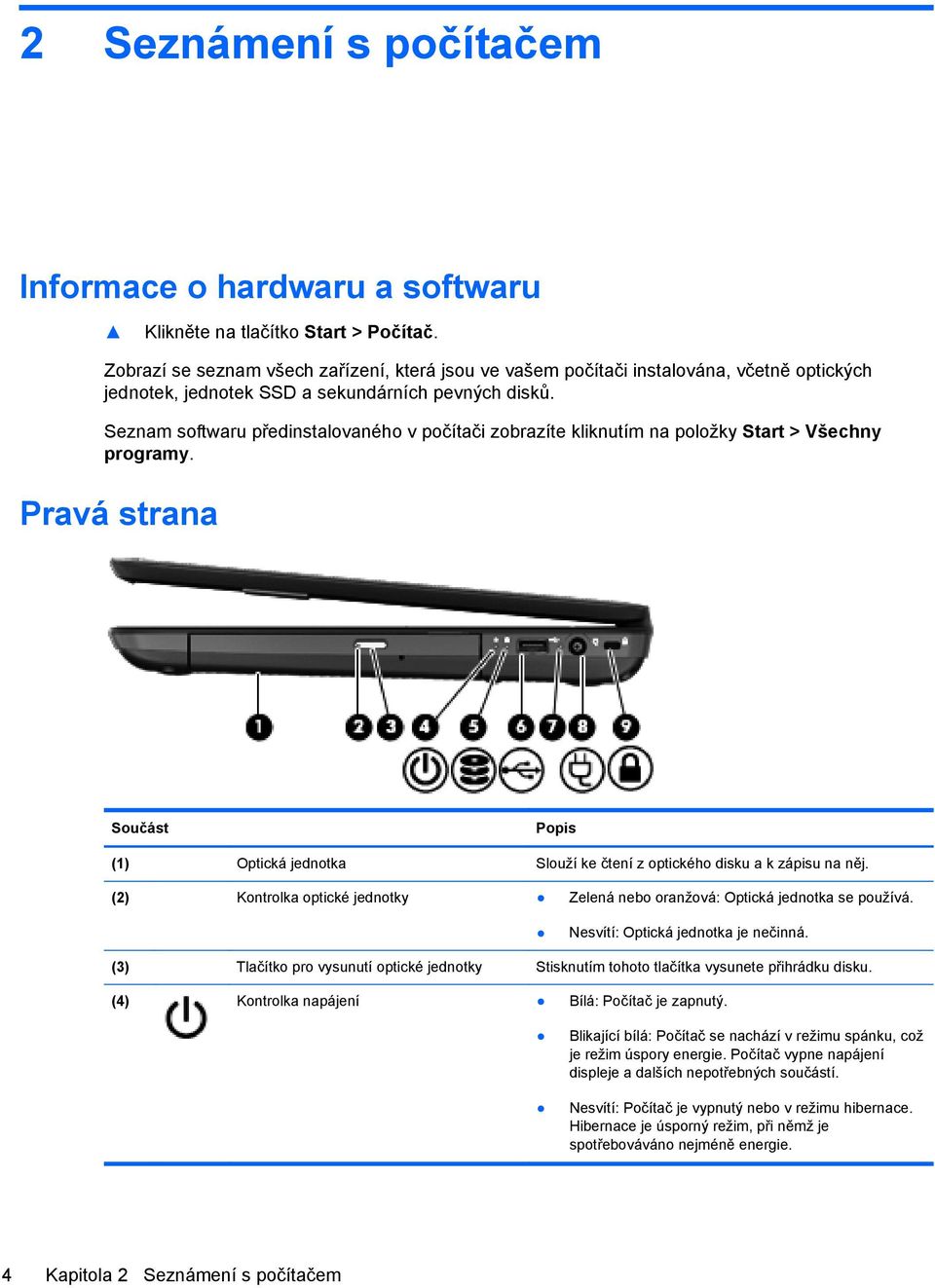 Seznam softwaru předinstalovaného v počítači zobrazíte kliknutím na položky Start > Všechny programy.