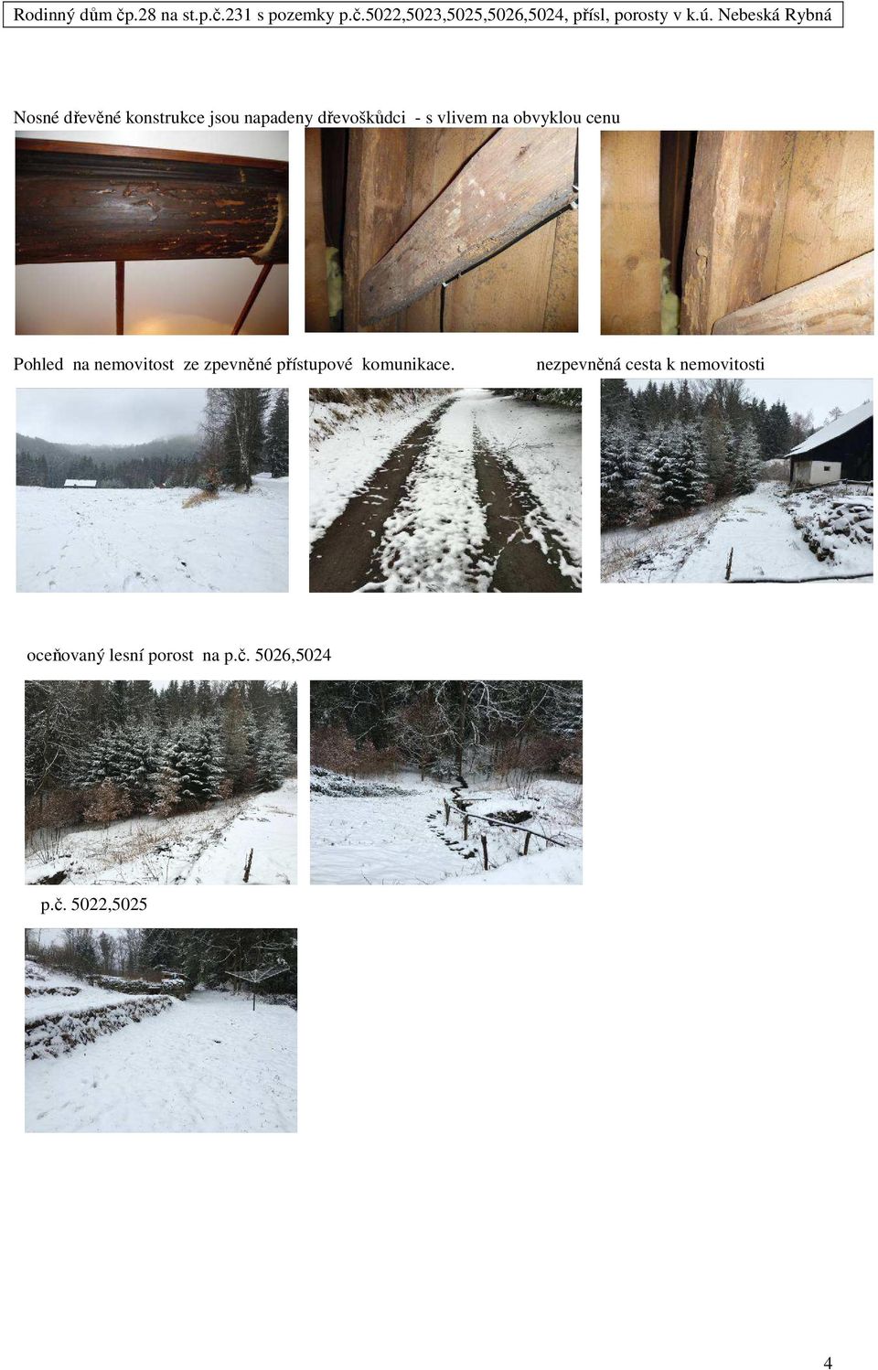 obvyklou cenu Pohled na nemovitost ze zpevněné přístupové komunikace.