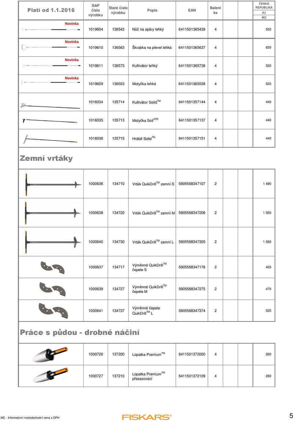 134710 Vrták QuikDrill TM zemní S 5905568347107 2 1 490 1000638 134720 Vrták QuikDrill TM zemní M 5905568347206 2 1 550 1000640 134730 Vrták QuikDrill TM zemní L 5905568347305 2 1 590 1000637 134717