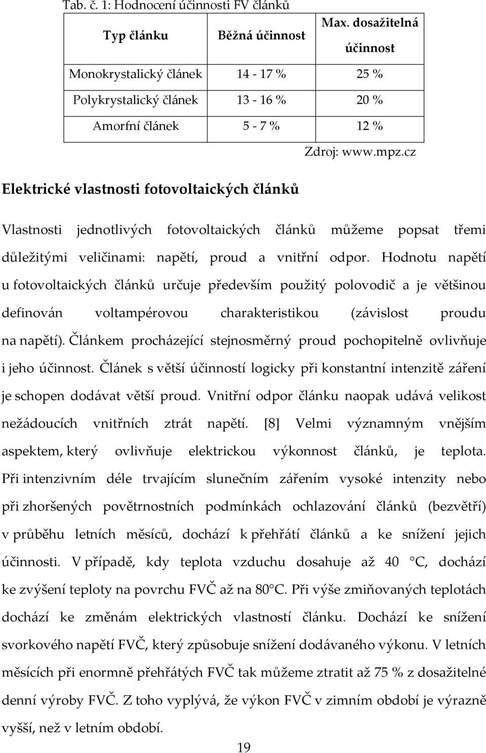 cz Elektrické vlastnosti fotovoltaických článků Vlastnosti jednotlivých fotovoltaických článků můžeme popsat třemi důležitými veličinami: napětí, proud a vnitřní odpor.