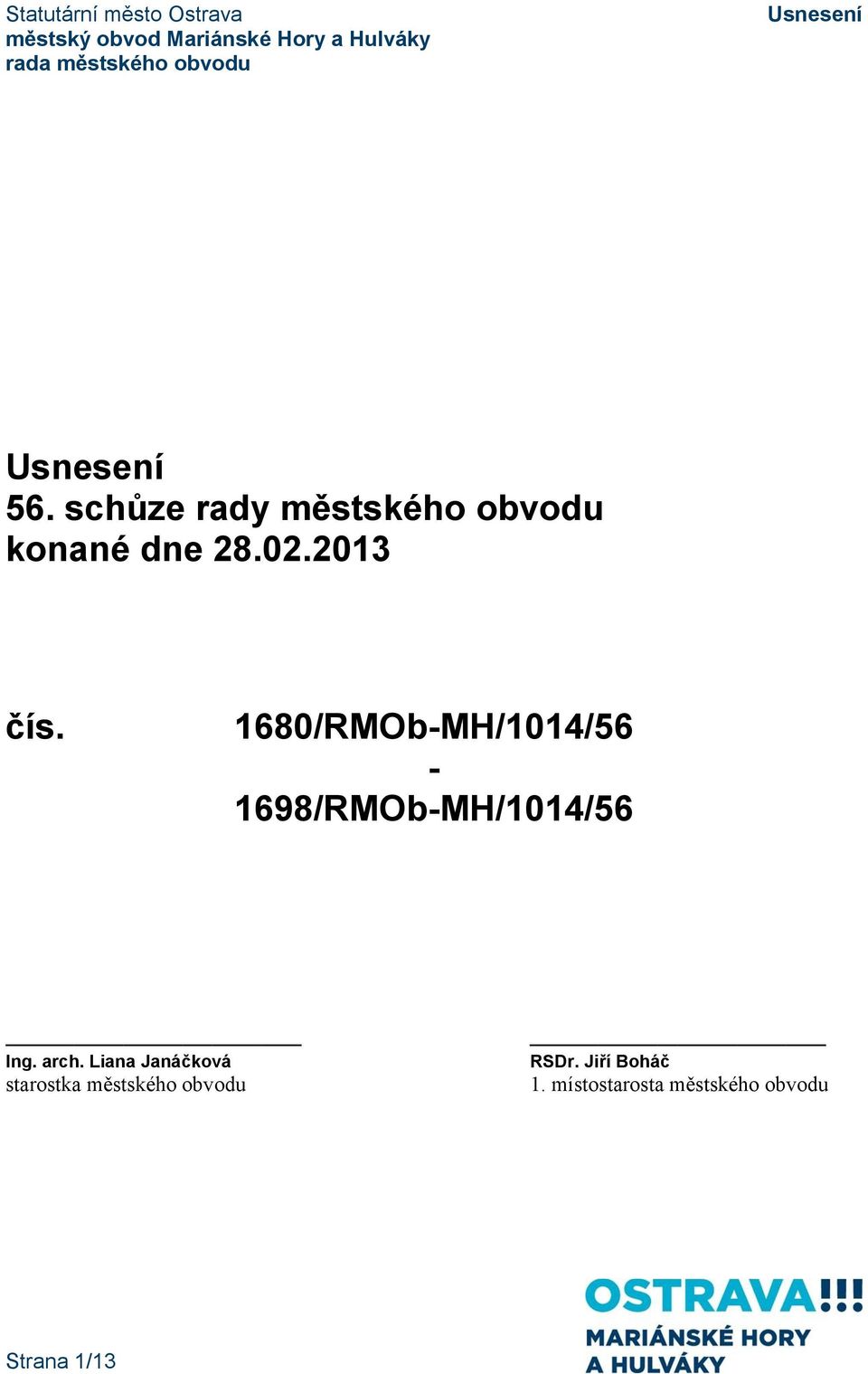 1680/RMOb-MH/1014/56-1698/RMOb-MH/1014/56 Ing. arch.