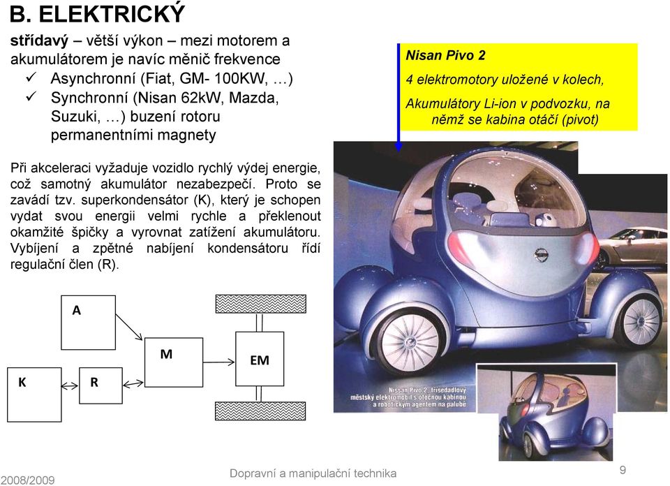 vozidlo rychlý výdej energie, což samotný akumulátor nezabezpečí. Proto se zavádí tzv.