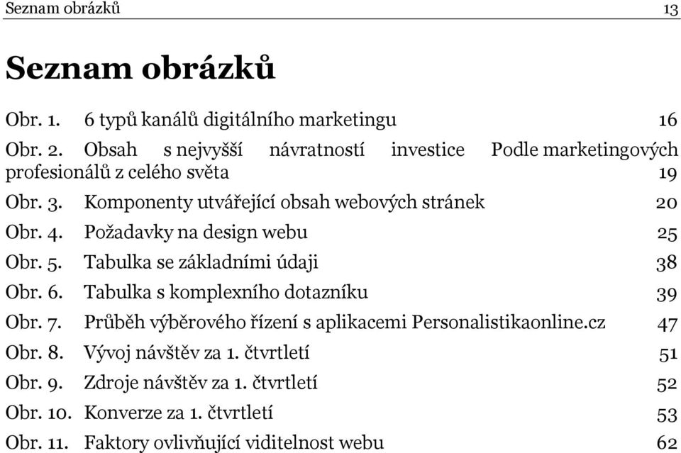 Komponenty utvářející obsah webových stránek 20 Obr. 4. Požadavky na design webu 25 Obr. 5. Tabulka se základními údaji 38 Obr. 6.