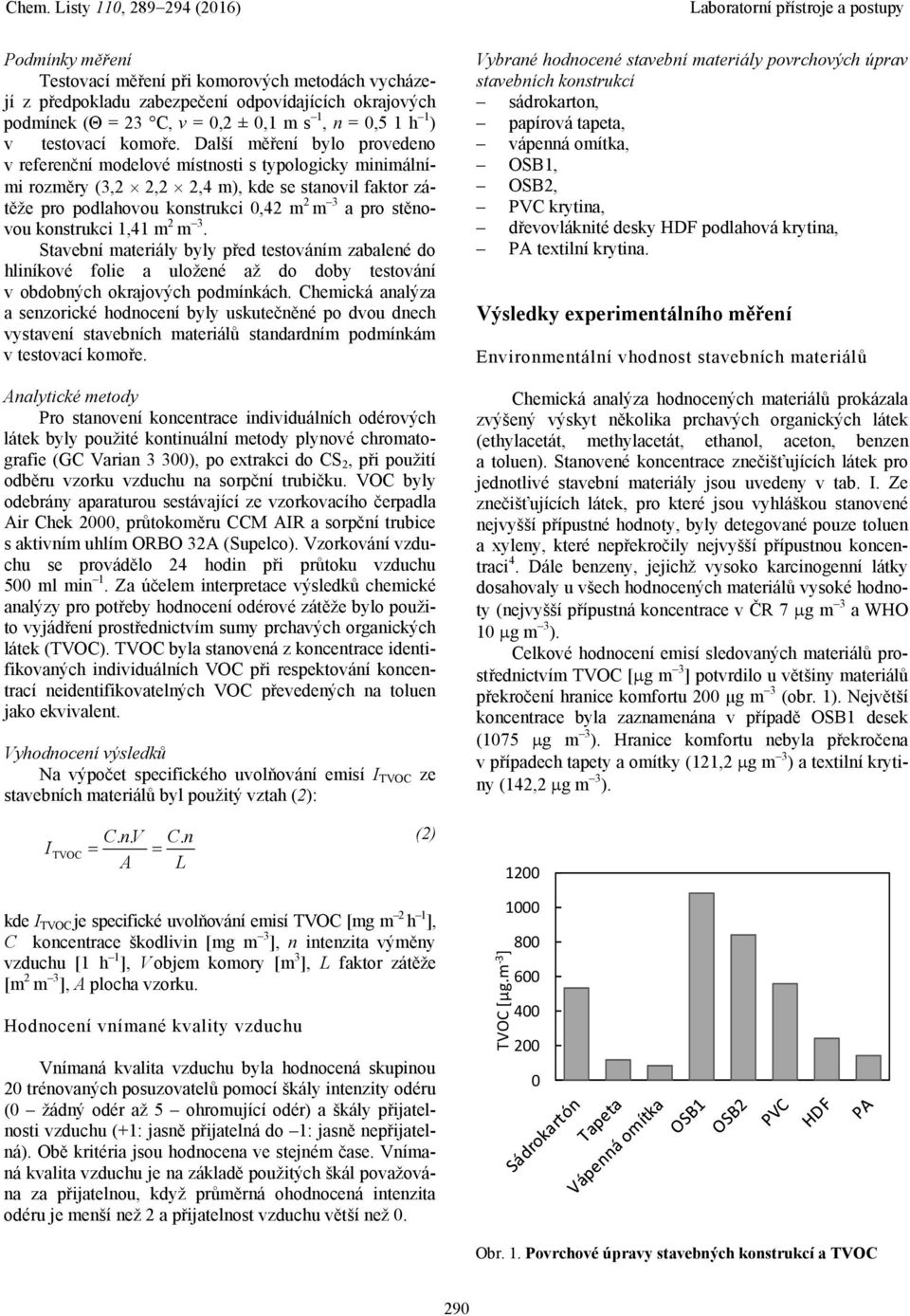 konstrukci 1,41 m 2 m 3. Stavební materiály byly před testováním zabalené do hliníkové folie a uložené až do doby testování v obdobných okrajových podmínkách.