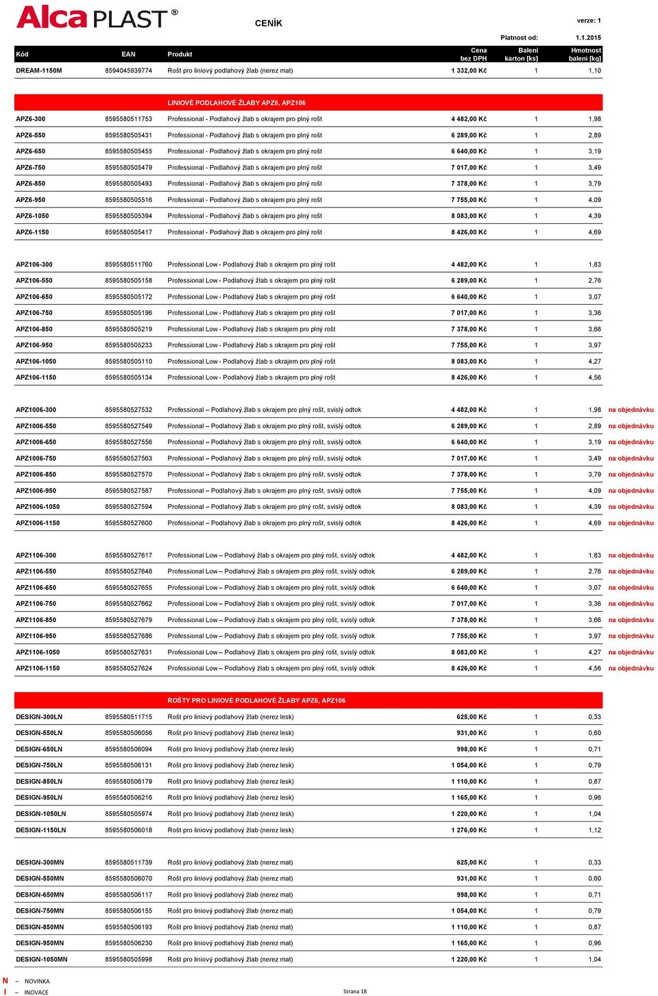 640,00 Kč 1 3,19 APZ6-750 8595580505479 Professional - Podlahový žlab s okrajem pro plný rošt 7 017,00 Kč 1 3,49 APZ6-850 8595580505493 Professional - Podlahový žlab s okrajem pro plný rošt 7 378,00