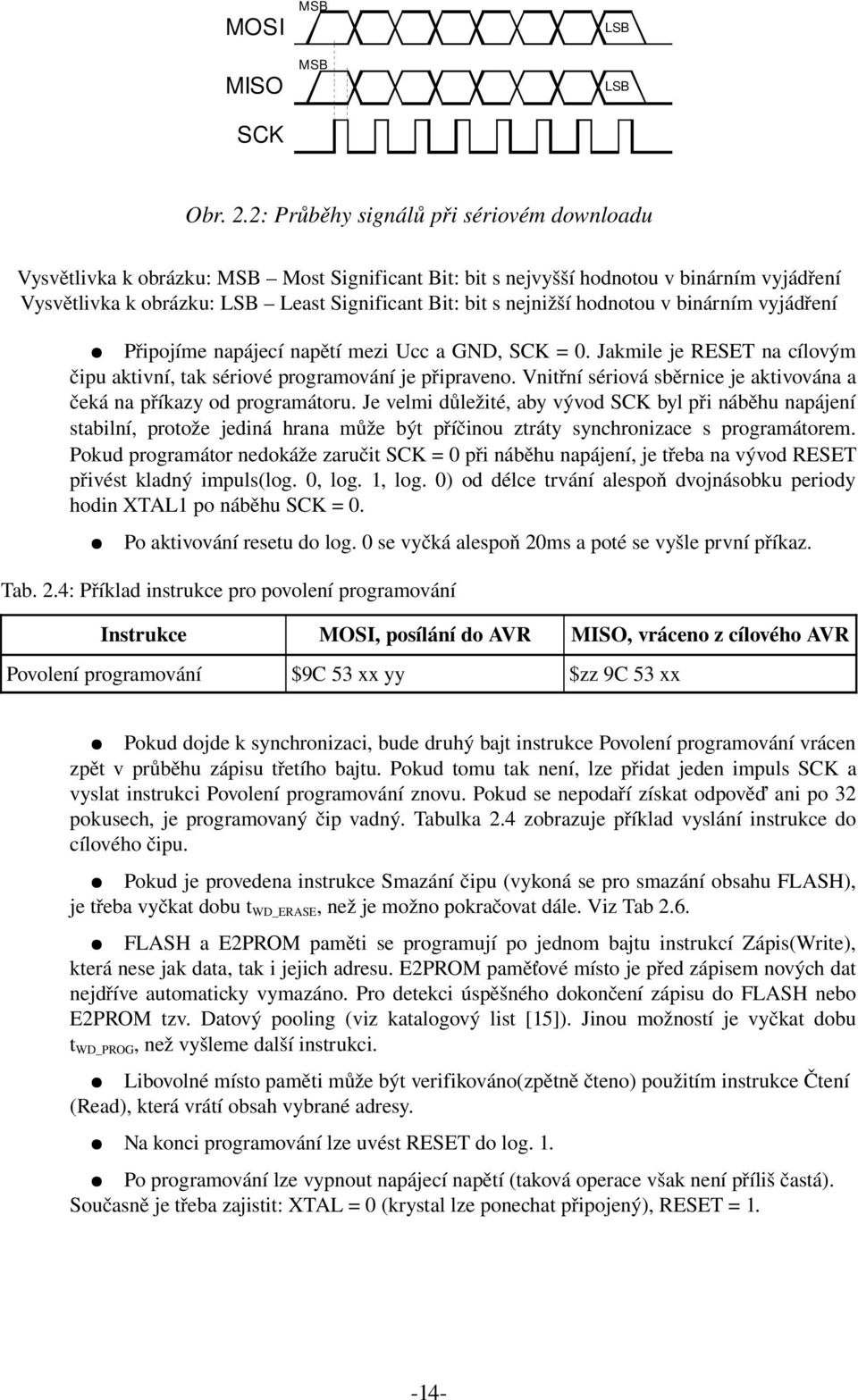 nejnižší hodnotou v binárním vyjádření Připojíme napájecí napětí mezi Ucc a GND, SCK = 0. Jakmile je RESET na cílovým čipu aktivní, tak sériové programování je připraveno.