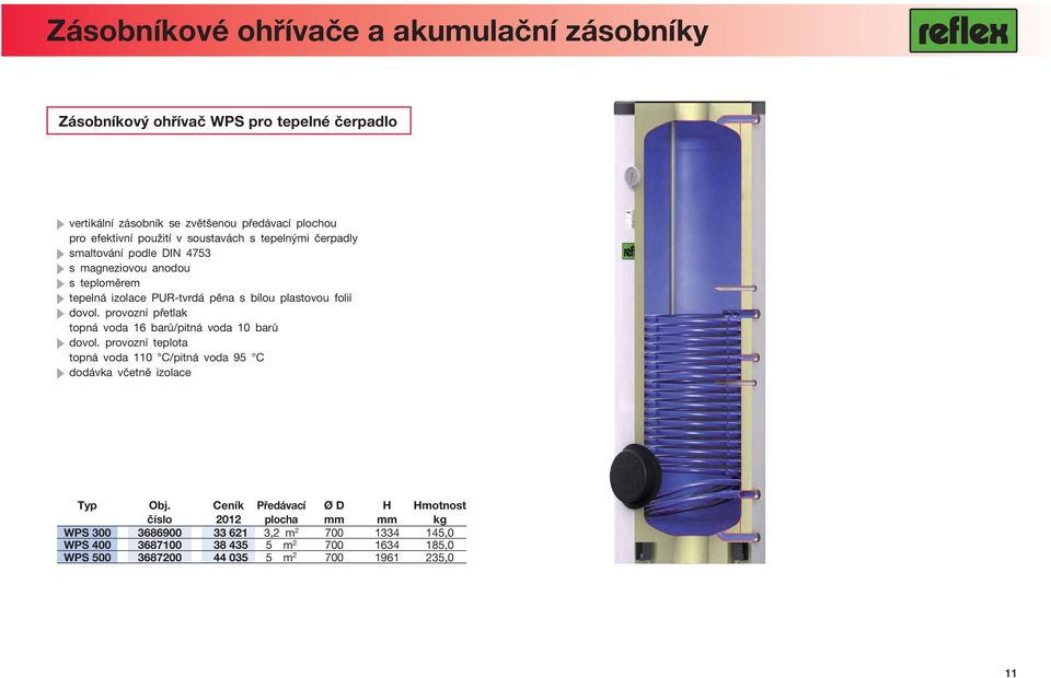 dovol. provozní přetlak topná voda 16 barů/pitná voda 10 barů dovol. provozní teplota topná voda 110 C/pitná voda 95 C dodávka včetně izolace Obj.